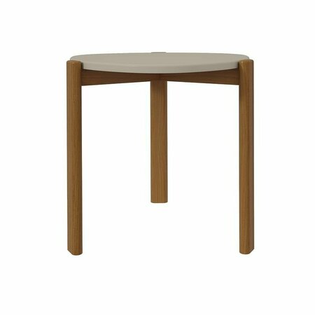 MANHATTAN COMFORT Mid-Century Modern Gales End Table with Solid Wood Legs in Greige ET-82742-OW